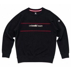 Descente Swiss Ski Team Crewneck Sweatshirt Black Performance Pullover‎ Mens M